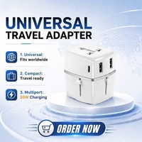 Foxcan adaptor colokan Universal PD20W, pengisi daya perjalanan, pengisian cepat, 2USB-C 2USB-A, untuk penggunaan Laptop