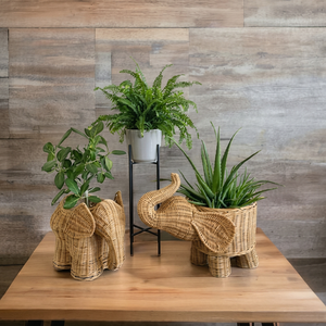 Ecowoodies Vintage <b>Large</b> Wicker Elephant Planter <b>Storage</b> Basket Bohemian <b>Trunk</b> Woven Pot 145x220cm for Outdoor Home Decor - Product Image 1