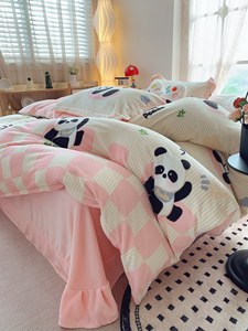 Parure <span class=keywords><strong>de</strong></span> lit imprimée à quatre pièces, motif dessin animé, tailles petite double/queen, 100 % coton, garnissage écologique, emballée dans un <span class=keywords><strong>sac</strong></span> - Product Image 1