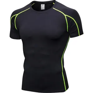 T-shirt à séchage rapide et élastique pour entraînement de course à pied pour hommes