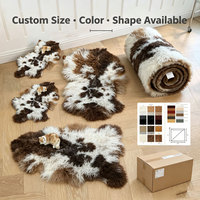 Tapis en peau de mouton tibétain et mongol, longues fibres bouclées, fourrure naturelle, tapis moelleux pour salon, chambre, canapé, décoration intérieure