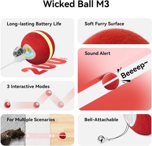 Per Cheerble palla di gatto giocattolo interattivo malvagio palla M3 automatico movimento intelligente Anti-depressione Pet giocattolo con la luce reso durevole - Product Image 2