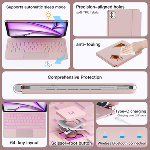 Nuevo Teclado Mágico con Panel Táctil Inteligente y USB-C para iPad Air de 11 Pulgadas y iPad Pro de 11 Pulgadas, iPad Air de 10.9 Pulgadas, Soporte Magnético Fácil de Instalar - Product Image 2
