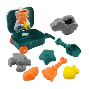 Lot de 8 pièces valise pour enfants, <span class=keywords><strong>jouet</strong></span> de plage en plein air, dinosaure, jeu pour bébé, pelle de bain, jeu d'eau, chariot - Product Image 1