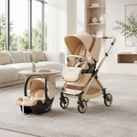 Poussette bébé Baypie BP168 avec poignée réversible, cadre en alliage d'aluminium, grand panier de rangement, poussette multifonctionnelle, capacité de charge de 15 kg