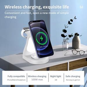 Support de chargeur sans fil magnétique 4 en 1 avec lampe LED, chargeur rapide universel à induction 15W, station d'accueil pour iPhone, iWatch, AirPods - Product Image 6