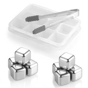 Molde de Hielo de Acero Inoxidable de Alta Calidad con Logotipo Personalizado, Paquete de 8 Cubos de Hielo Metálicos para Whisky - Product Image 4