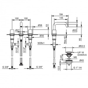 Fantini Lamè Mélangeur d'évier de salle de bain 3 trous Raccord de lavabo élégant - Product Image 2