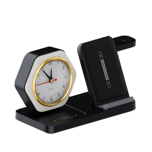 Station de charge sans fil 4 en 1 Réveil Dock pour iPhone 16 15 14 13 Pro Max avec support de charge rapide pour bureau Table de chevet - Product Image 4