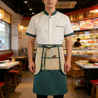 Tablier de chef ajustable avec poches, bicolore, pour restaurant, cuisine, pâtisserie, logo personnalisé offert