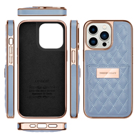 Étui de protection Puloka de luxe en cuir électroplaqué pour femme avec porte-cartes et dragonne pour iPhone 14/13/12 Pro
