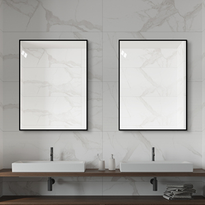 Specchio da Bagno con Cornice in Alluminio Nero 24x32 Pollici, Specchio da Parete HD Senza Rame Argento, da Appendere Orizzontalmente o Verticalmente - Product Image 4