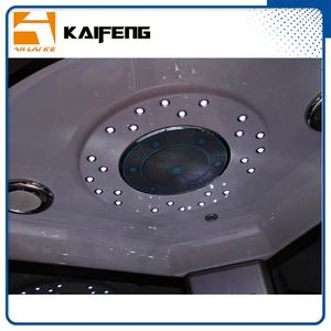 Cabine de douche à vapeur d'angle informatisée bon marché pour salle de bain moderne cadre noir mat verre gris GT0513C - Product Image 2