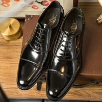 Chaussures habillées pour hommes 2025, chaussures de bureau formelles en cuir véritable, chaussures à lacets de style britannique, semelle en caoutchouc