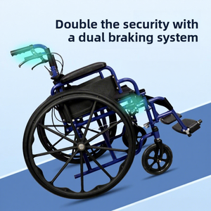 Sedia a Rotelle Manuale Pieghevole in Acciaio al Carbonio Leggera da 24 Pollici Stile Ospedaliero Certificata CE per Anziani, Disabili e Paralizzati - Product Image 3