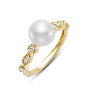 แหวนไข่มุกทรงคิ้วประดับเพชร แหวนไข่มุกออร์แกนิก แหวนไข่มุกแฟชั่นสำหรับผู้ชาย - Product Image 2