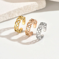 Bague d'orteil ouverte en acier inoxydable 316 plaqué or PVD TR014, motif nœud celtique creux, ajustable, bijoux pour femme