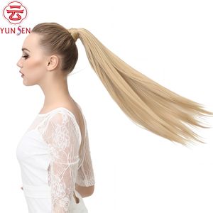 Cola de Caballo de Fibra Sintética Mate Resistente al Calor, Larga y Lisa, de Color Mixto, con Cinta Mágica para Mujer, de Yunsen - Product Image 3