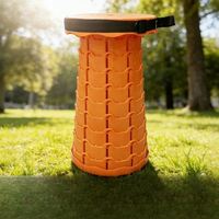 Tabouret empilable et pliable à segments réglables, siège circulaire noir robuste en plastique, portable, gain de place pour bureau, conception empilable