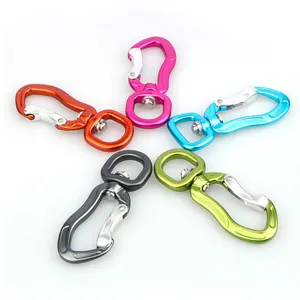 מסתובב הצמד וו keychain מט כסף אלומיניום carabiner מסתובב