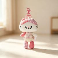 Porte-clés en peluche chat de dessin animé doux OEM/ODM UYEAH, cadeau personnalisé avec logo, mini mascotte animale en peluche souple, jouet porte-clés chat
