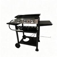 Nouveau barbecue au gaz propane à 3 brûleurs en acier inoxydable avec table latérale et plaque de cuisson plate pour l'utilisation dans les jardins et les parcs