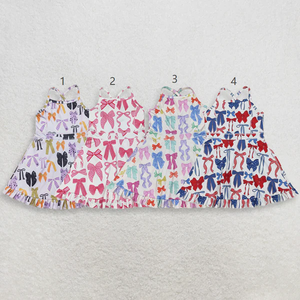 ชุดเดรสโยคะเด็กผู้หญิงแขนกุดผูกโบว์ยาวระดับเข่า - Product Image 1