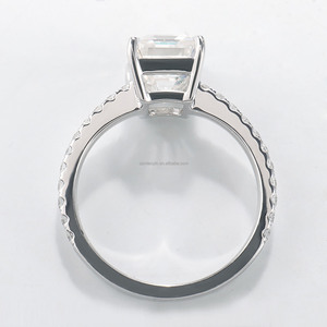 Anillo de boda de compromiso para mujer, <span class=keywords><strong>oro</strong></span> <span class=keywords><strong>blanco</strong></span> de 10k, <span class=keywords><strong>14k</strong></span>, 18k, 1ct, 2 quilates, Esmeralda cortada, Diamante de moissanita, <span class=keywords><strong>precio</strong></span> al por mayor - Product Image 3