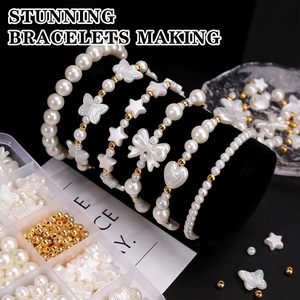 Kit de fabrication de bijoux DIY : Perles, papillons, cœurs, étoiles, rondes – Fournitures pour bracelets en résine plastique – 10 compartiments - Product Image 3