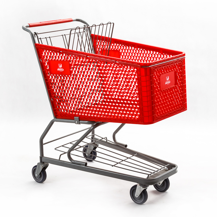 90L Amerika Stijl Rode Plastic Supermarkt Winkelen Trolley Winkelwagen