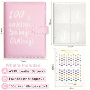 Cheap 100 Day Saving Money Loose <b>Leaf</b> Binders Plastic A5 Budget Binder Cash Envelopes Business Style Silk <b>Screen</b> Printed - Product Image 5