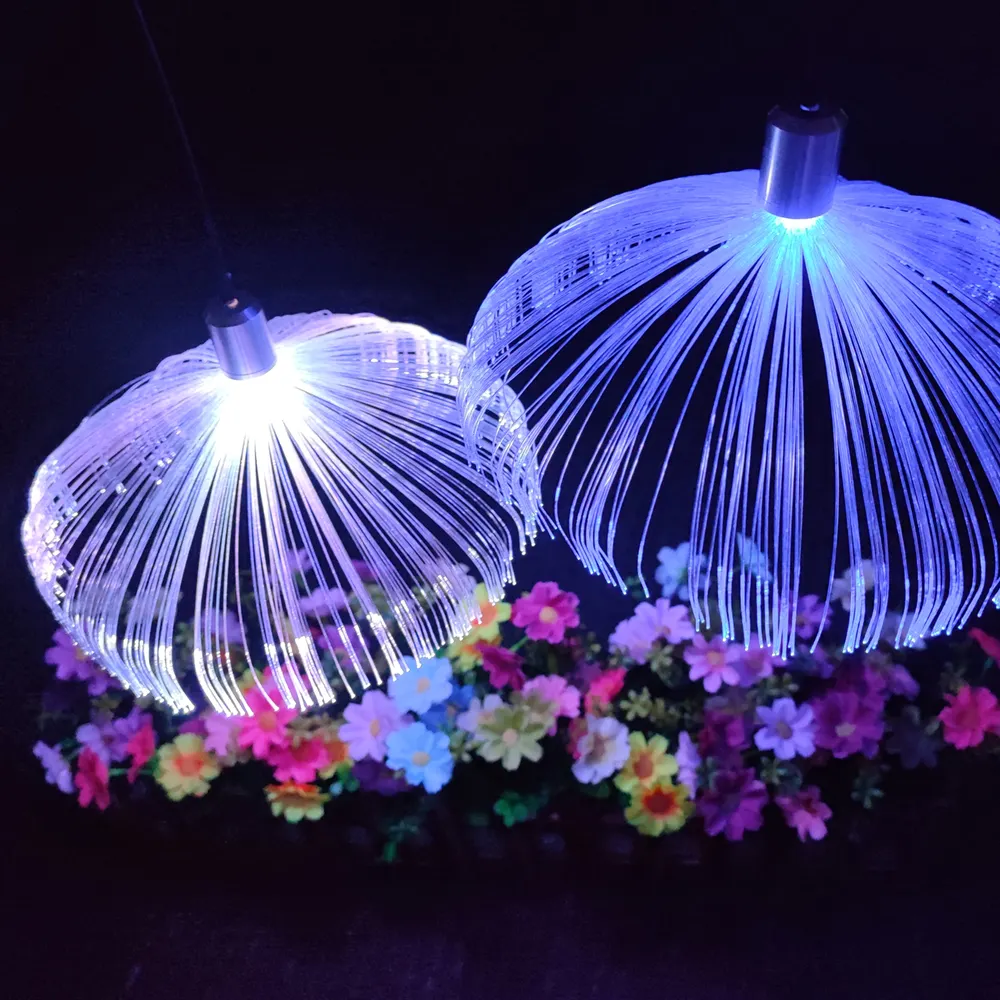 Romantische RGB Fiber Optic Lichter Quallen Anhänger Nachtlicht 15cm bunte Kronleuchter Beleuchtung für Outdoor Holiday Christmas