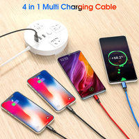 El cable de carga 4 en 1 es adecuado para el cable de datos del vehículo de carga rápida del teléfono móvil multifunción multicabezal tipo C