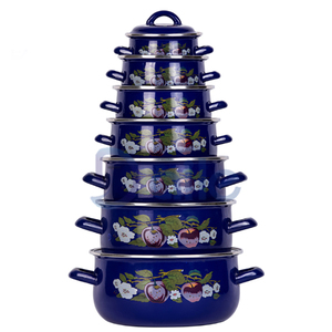 Ensemble de <span class=keywords><strong>casseroles</strong></span> de camping en fonte émaillée couleur personnalisée, batterie de cuisine, compatible lave-vaisselle et cuisinières à gaz et à <span class=keywords><strong>induction</strong></span> - Product Image 1