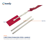 Serpillère plate manuelle à 3 sections avec poignée en acier inoxydable, manche rigide de 129,5 cm, chiffons de rechange réutilisables 25,5x11 cm