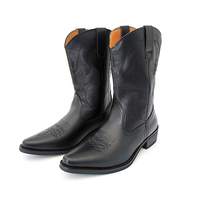 Bottes Montantes pour Hommes, Broderies Faites à la Main, Bottes de Cowboy Western Rétro à Bout Pointu, Chaussures d'Extérieur Cousues à la Main