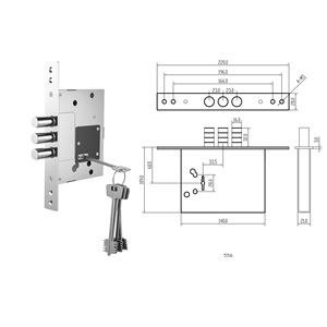 Ba Bolt an ninh Lỗ mộng khóa cho cửa gỗ và thép với bộ xương phím - Product Image 6