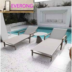 Chaise de plage pliable de luxe moderne, coussin en mousse à mémoire de forme imperméable, <span class=keywords><strong>lit</strong></span> en maille Teslin, cadre en métal pour hôtels, balcons - Product Image 1