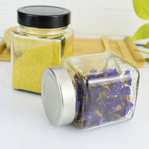 Hot <b>Empty</b> Square Glass Food Honey <b>Jar</b> 100ml 200ml 280ml 380ml 500ml 730ml Metal Lids No Leak - Product Image 6