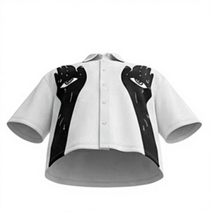 Nouveau style respirant, impression numérique, coton, chemise à manches courtes blanche pour homme, logo imprimé sur le devant, coupe classique, décontractée - Product Image 4