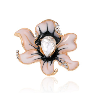 Broche de Peônia Esmaltado Branco elegante colorido Broches de Peônia Comuns Pinos Acessórios de Roupas para Senhoras - Product Image 1