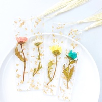 Marque-page transparente avec fleurs séchées, 1 pièce, en résine, pour la lecture, journal personnel, porte-livre, cadeau, promotion