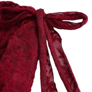 Robe <span class=keywords><strong>rouge</strong></span> en dentelle à épaules dénudées, manches longues, encolure asymétrique, robe de soirée décontractée - Product Image 5