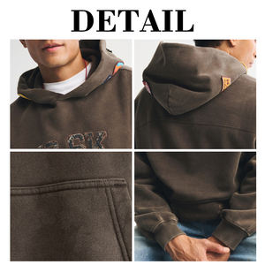 Sudadera con Capucha de Invierno 100% Algodón con Forro de Felpa, Logotipo Personalizado, Servicio OEM al por Mayor, Sudadera con Bordado y Parches para Hombre, Estilo Urbano - Product Image 6