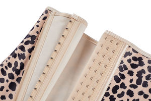 LANGQIN Corset amincissant en latex à imprimé léopard, respirant, avec fermeture éclair et crochets, contrôle ferme, effet sablier pour femme - Product Image 3