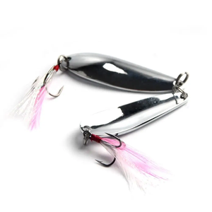 Cuillère métallique vibrante à double taille 5,5 cm/10 g 6 cm/12 g, imprimée, argentée, à reflets, pour la pêche au bar, à la truite, au bar de mer, en rivière, en lac, en ruisseau - Product Image 1