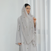 Dernière collection Loriya : Abaya modeste pour femmes, Abaya Dubai en mousseline de soie avec broderie florale, Abaya musulmane ouverte, Hijab 2 pièces, vêtements islamiques 2025