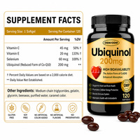 Complément d'Ubiquinol CoQ10 en gélules molles 200mg, haute biodisponibilité, sans gluten ni soja, OEM ODM, vente en gros, qualité alimentaire, santé cardiaque