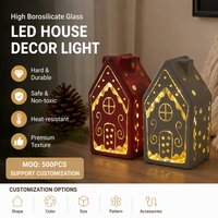 Ornement Lumineux LED en Verre Borosilicate Motif Fenêtre Lichthaus Blanc Chaud Décoration Nuit Vente en Gros Fabricant OEM Coffret Cadeau