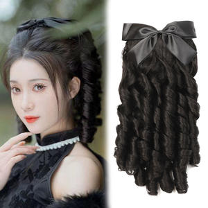Cola de caballo Retro sintética <span class=keywords><strong>con</strong></span> peine Princesa Europea Curly Puff Cola de caballo Clip en cola de cabello Extensión de cabello falso natural - Product Image 1